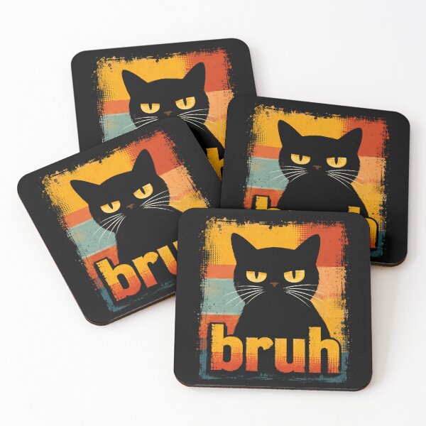Item preview, Funny Black Cat Bruh Retro Vintage Meme Style Graphic designed and sold by MiALopezArt.