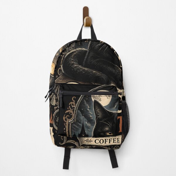 Item preview, BLACK CAT NIGHT SHIFT Coffee & Midnight Halloween Gothic Engraving designed and sold by LiviuGligoros.
