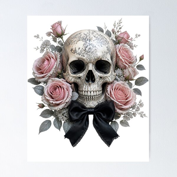 Item preview, Cute Coquette Ghost with Black Bow and Roses - Vintage Halloween designed and sold by VaneDesings.