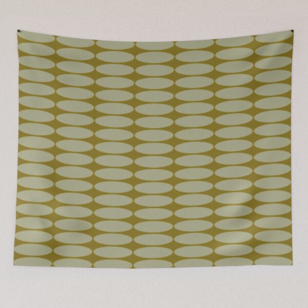 Item preview, Mid Century Modern Minimalist Geometric Ovalia Pattern in Vintage Olive Green and Celadon designed and sold by kierkegaard.
