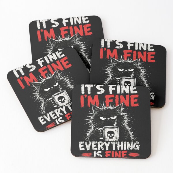 Item preview, It's Fine I'm Fine Everything Is Fine Grumpy Cat Coffee Sarcasm Humor designed and sold by HumansStuck12.