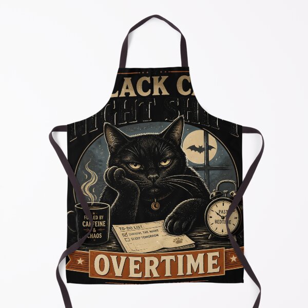 Item preview, BLACK CAT NIGHT SHIFT Overtime Halloween Vintage Screen Print designed and sold by LiviuGligoros.
