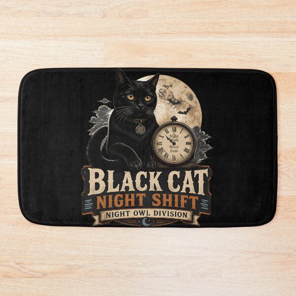 Item preview, BLACK CAT NIGHT SHIFT Night Owl Division Halloween Vintage Screen Print designed and sold by LiviuGligoros.