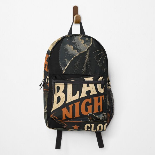 Item preview, BLACK CAT NIGHT SHIFT Clocked In Halloween Vintage Screen Print designed and sold by LiviuGligoros.