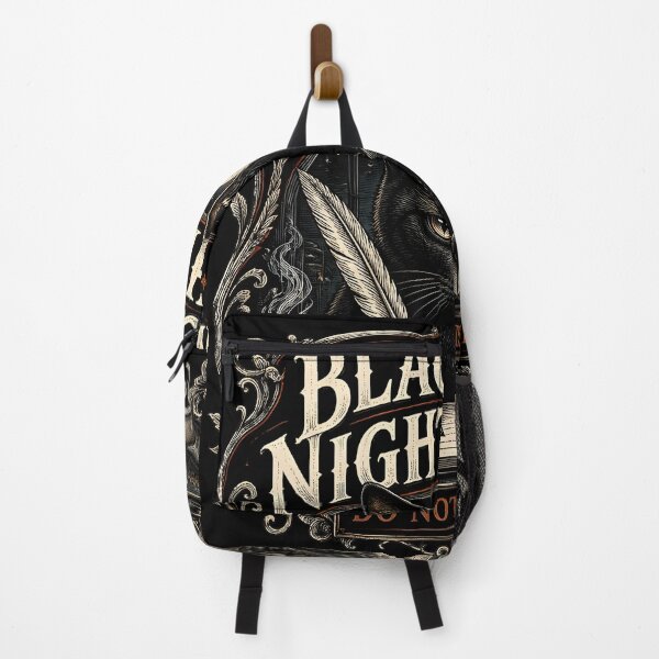 Item preview, BLACK CAT NIGHT SHIFT Do Not Disturb Halloween Gothic Engraving designed and sold by LiviuGligoros.