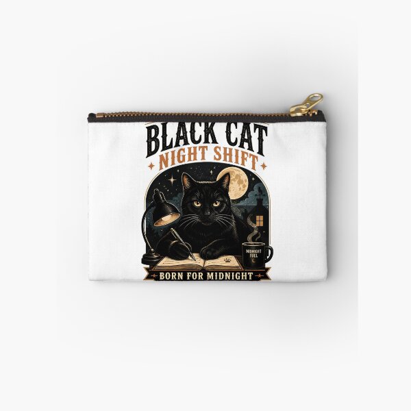 Item preview, BLACK CAT NIGHT SHIFT Born for Midnight Halloween Vintage Screen Print designed and sold by LiviuGligoros.