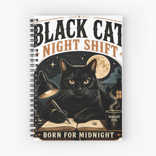 Item preview, BLACK CAT NIGHT SHIFT Born for Midnight Halloween Vintage Screen Print designed and sold by LiviuGligoros.
