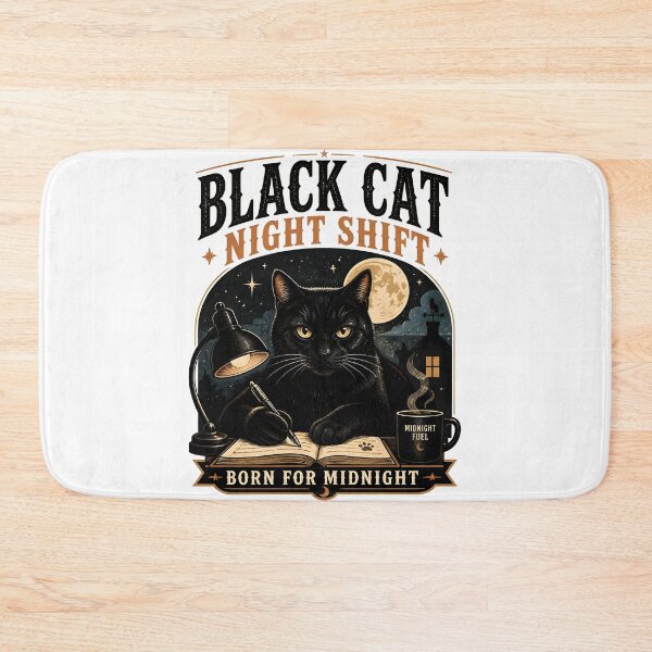 Item preview, BLACK CAT NIGHT SHIFT Born for Midnight Halloween Vintage Screen Print designed and sold by LiviuGligoros.