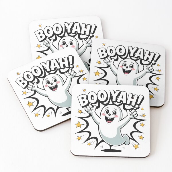 Item preview, BOOYAH! Happy Ghost Comic Pop Art Funny Halloween Design designed and sold by VibranPalette.