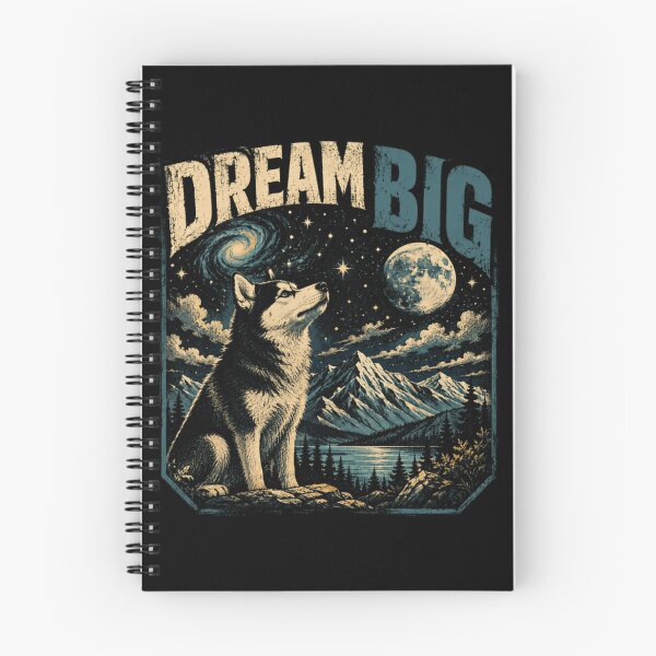 Item preview, Dream Big Husky Wolf Dog Nature Night Sky Moon Stars Inspirational designed and sold by SkeletonsDanger.