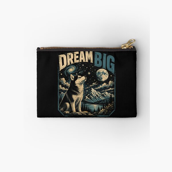 Item preview, Dream Big Husky Wolf Dog Nature Night Sky Moon Stars Inspirational designed and sold by SkeletonsDanger.