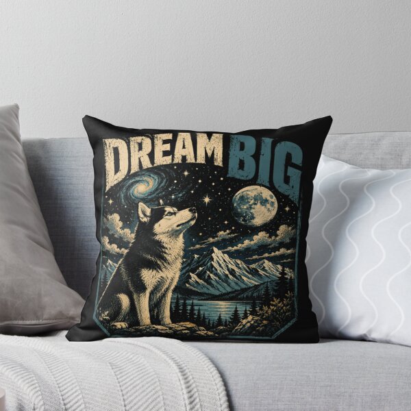 Item preview, Dream Big Husky Wolf Dog Nature Night Sky Moon Stars Inspirational designed and sold by SkeletonsDanger.