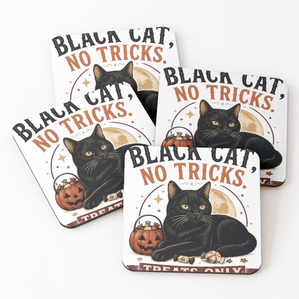 Item preview, BLACK CAT, NO TRICKS No Tricks Halloween Gothic Engraving designed and sold by BernoNickel.