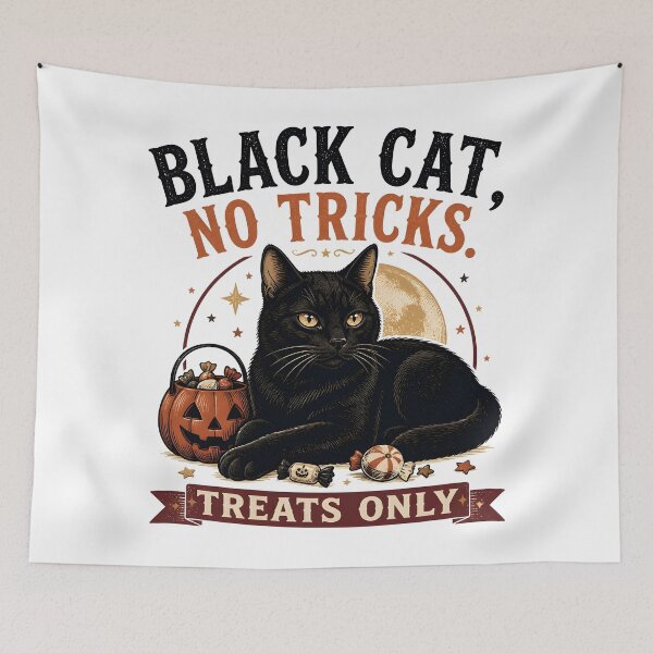 Item preview, BLACK CAT, NO TRICKS No Tricks Halloween Gothic Engraving designed and sold by BernoNickel.