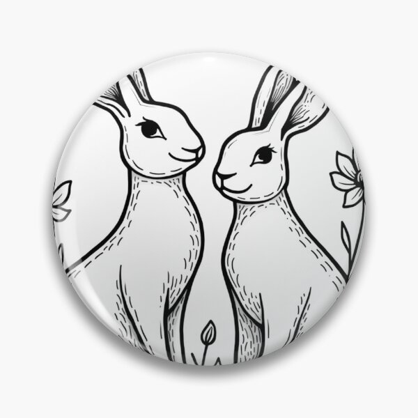 Item preview, Two Rabbits in Wildflowers with Tribal Patterns Tattoo Flash designed and sold by Qubivibe.