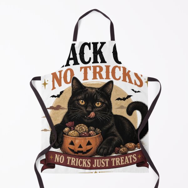Item preview, BLACK CAT, NO TRICKS Treats Only Halloween Gothic Engraving designed and sold by BernoNickel.