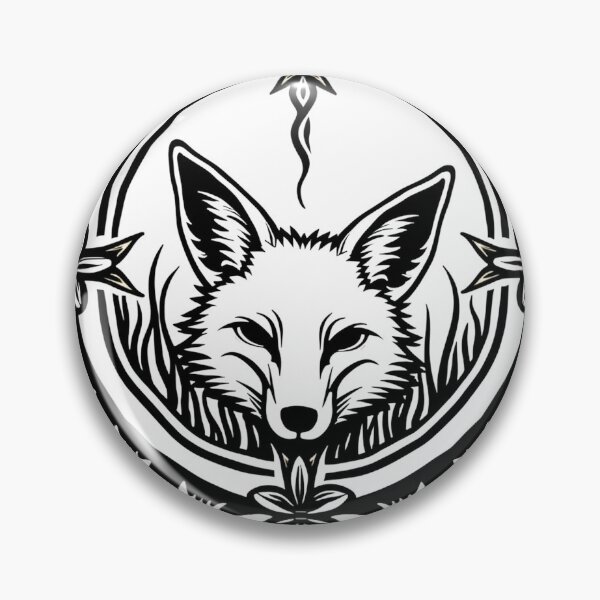 Item preview, Bold Black Ink Fox Medallion Tattoo Flash designed and sold by Qubivibe.