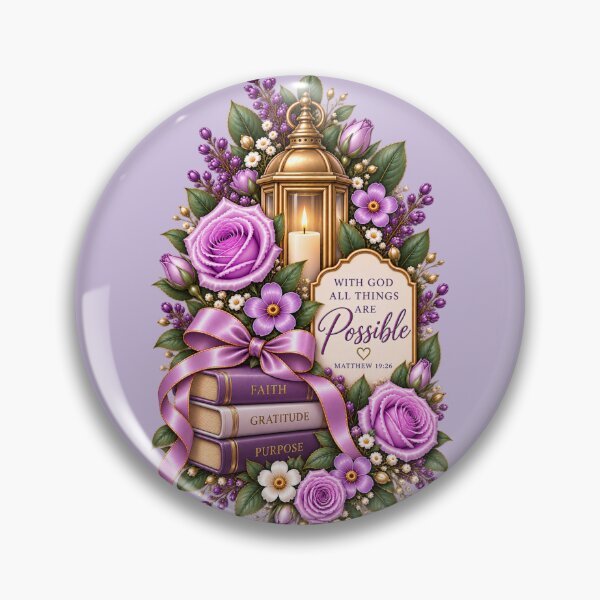 Item preview, With God All Things Are Possible – Lavender Floral Christian Design designed and sold by HO•Designs.
