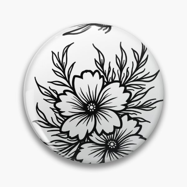 Item preview, Hummingbird Over Tribal Flower Garden Tattoo Flash designed and sold by Qubivibe.