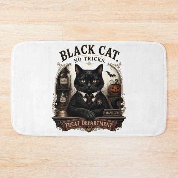 Item preview, BLACK CAT, NO TRICKS Treat Department Halloween Vintage Screen Print designed and sold by BernoNickel.