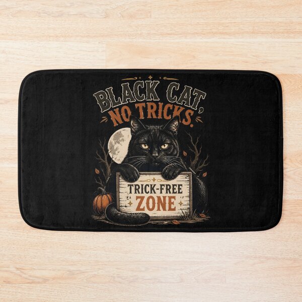 Item preview, BLACK CAT, NO TRICKS Treat Department Halloween Gothic Engraving designed and sold by BernoNickel.
