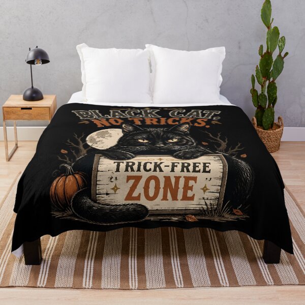 Item preview, BLACK CAT, NO TRICKS Treat Department Halloween Gothic Engraving designed and sold by BernoNickel.