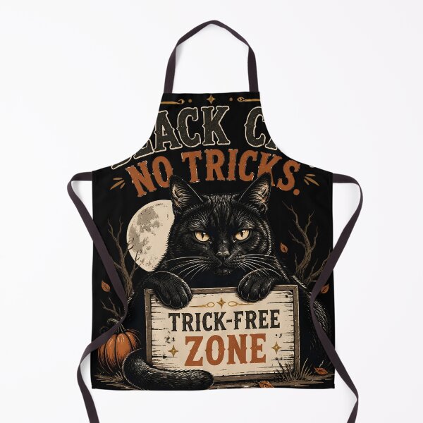 Item preview, BLACK CAT, NO TRICKS Treat Department Halloween Gothic Engraving designed and sold by BernoNickel.
