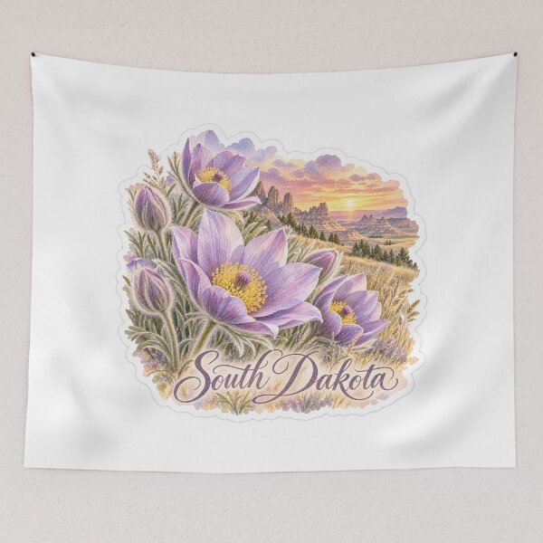 Item preview, South Dakota Pasque Flowers Badlands Sunset designed and sold by Whimspired By Paxx.