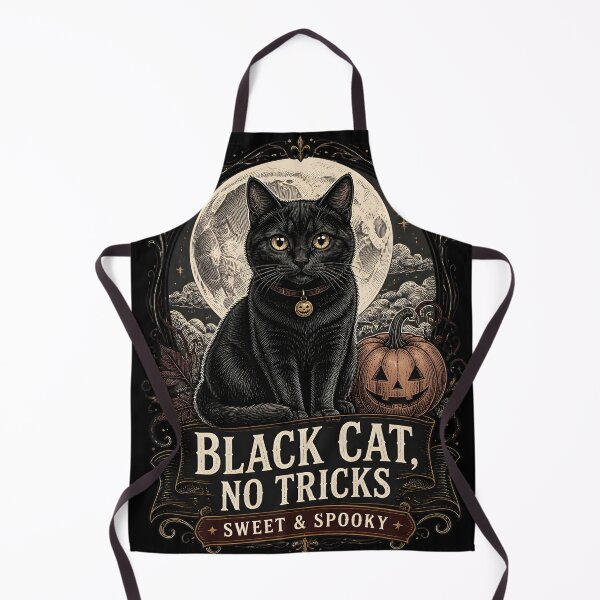 Item preview, BLACK CAT, NO TRICKS Sweet & Spooky Halloween Gothic Engraving designed and sold by BernoNickel.