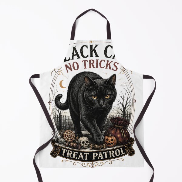 Item preview, BLACK CAT, NO TRICKS Treat Patrol Halloween Gothic Engraving designed and sold by BernoNickel.