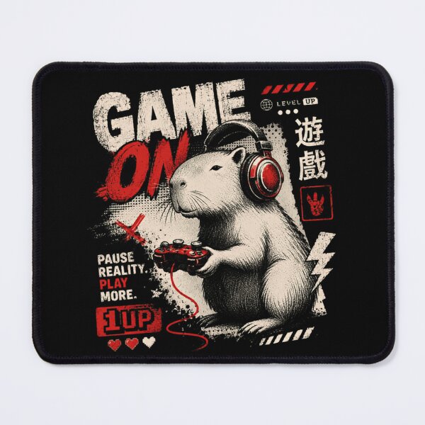 Item preview, Game On Capybara Gamer Level Up 1Up Pause Reality Play More Player Yuugi designed and sold by SkeletonsDanger.