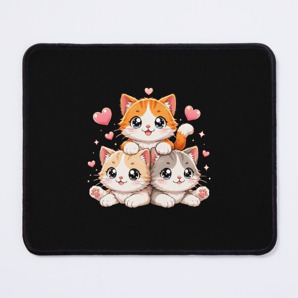 Item preview, Adorable Kawaii Kitten Stack with Hearts Cute Cat Lover Graphic designed and sold by MiALopezArt.