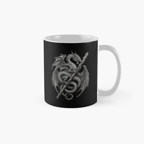 Item preview, Monochrome Dragon Wrapped Around Staff Dark Fantasy Design designed and sold by Ostericaimusa.