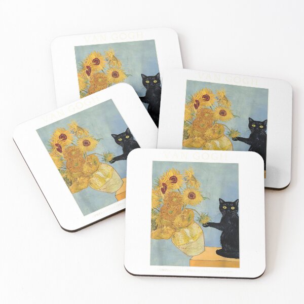 Item preview, Funny Cat & Sunflowers Van Gogh Art Parody Vintage Tee T-Shirt for Men Women designed and sold by hapitoss.