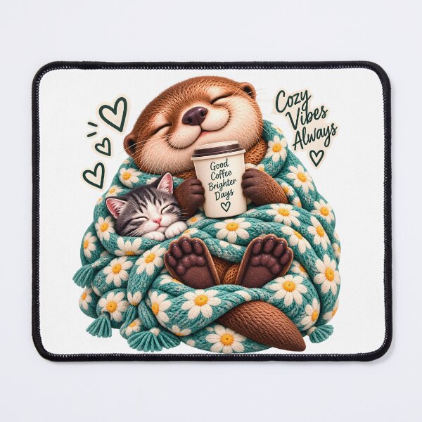 Item preview, Cozy Vibes Otter & Kitten designed and sold by TinyWeird.