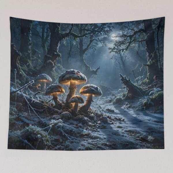 Item preview, Moonlit Mushroom Sanctuary in the Enchanted Forest designed and sold by DreamyWallVibes.