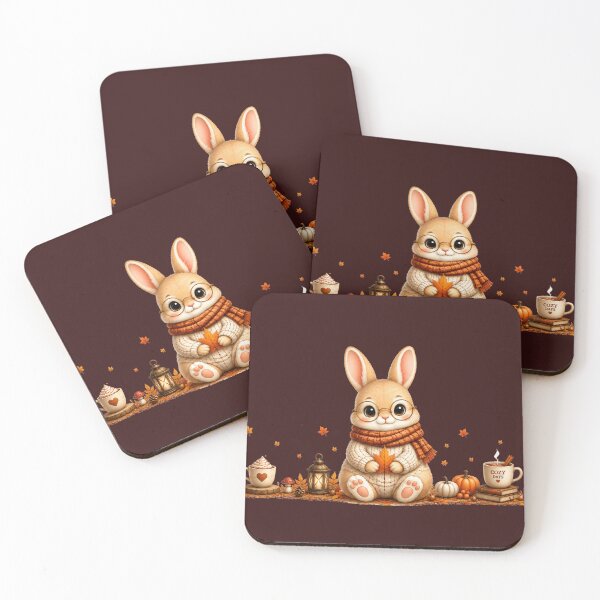 Item preview, Cozy Autumn Bunny – Cute Fall Rabbit with Coffee & Pumpkins designed and sold by HO•Designs.