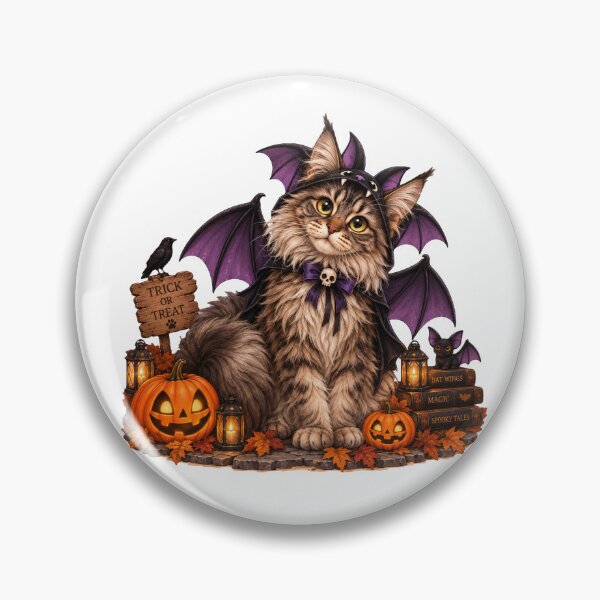 Item preview, Cute Maine Coon Cat Vampire Halloween designed and sold by NoExcusesTraveller .