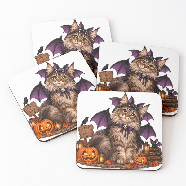 Item preview, Cute Maine Coon Cat Vampire Halloween designed and sold by NoExcusesTraveller .