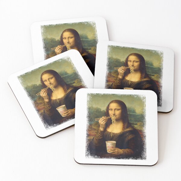 Item preview, Japanese Noodles Art Teacher Funny Mona Lisa Eating Ramen T-Shirt designed and sold by Magoya Store ⭐⭐⭐⭐⭐.