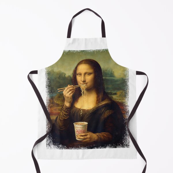Aperçu de l'œuvre T-shirt humoristique avec une Mona Lisa mangeant des ramen, représentant un professeur d'art japonais et des nouilles japonaises créée et vendue par Magoya Store ⭐⭐⭐⭐⭐.