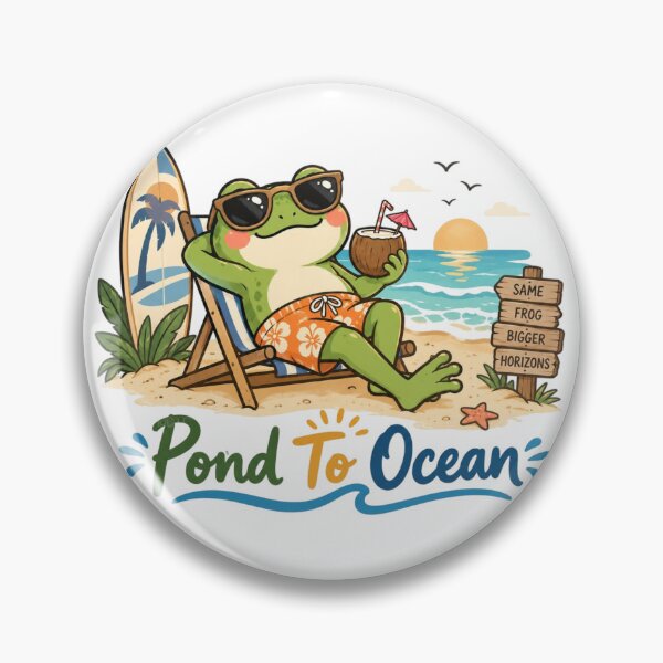 Item preview, Pond To Ocean Frog Beach Adventure – Cute Tropical Frog Summer Design designed and sold by Sanika arts .