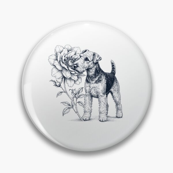 Artikelvorschau, Airedale Terrier riecht Blumen Hundeliebhaber entworfen und verkauft von dian-rody-crest.