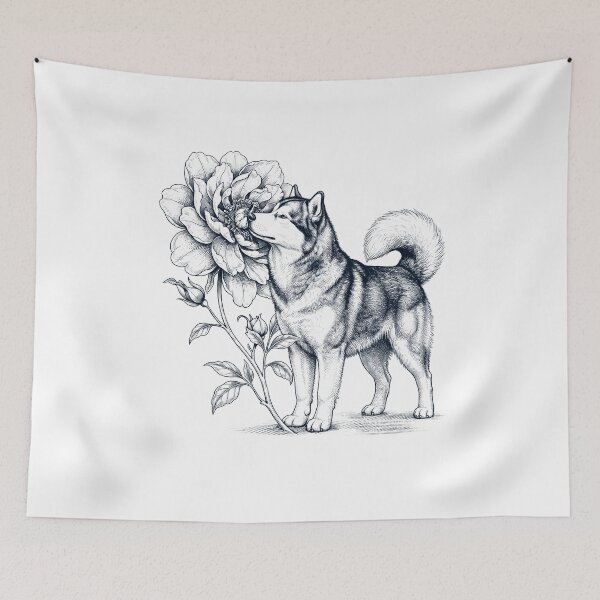 Aperçu de l'œuvre Malamute d'Alaska, amoureux des fleurs créée et vendue par dian-rody-crest.