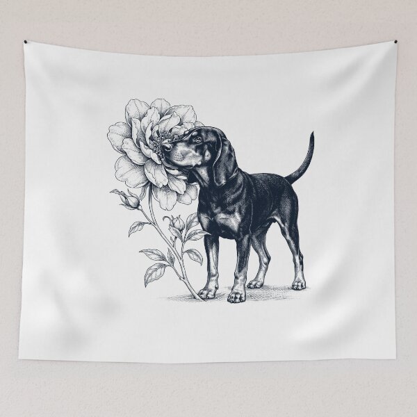Item preview, Black and Tan Coonhound Smell Flower Dog Lover designed and sold by dian-rody-crest.