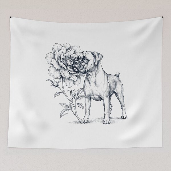 Artikelvorschau, Boxerhund riecht Blume Hundeliebhaber entworfen und verkauft von dian-rody-crest.