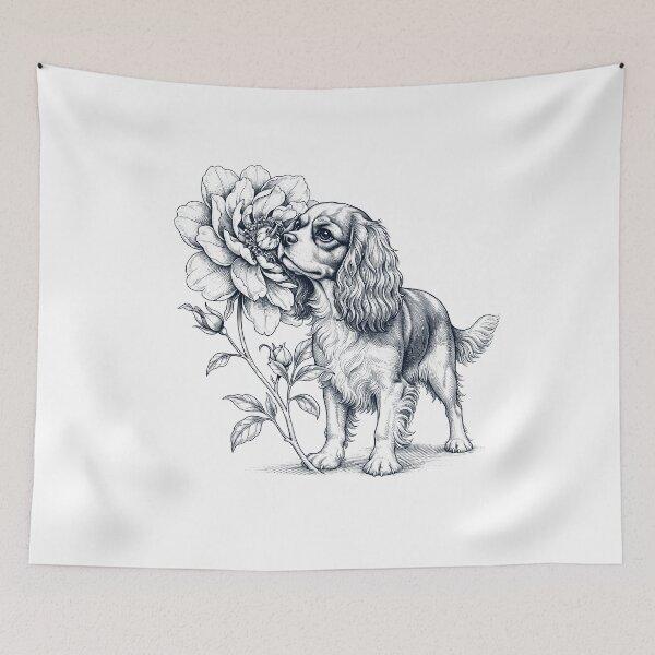 Item preview, Cavalier King Charles Spaniel Smell Flower Dog Lover designed and sold by dian-rody-crest.