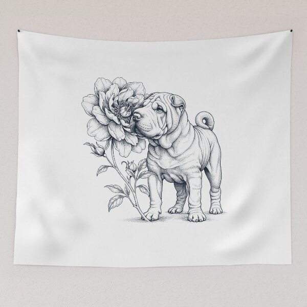 Item preview, Chinese Shar Pei Smell Flower Dog Lover designed and sold by dian-rody-crest.