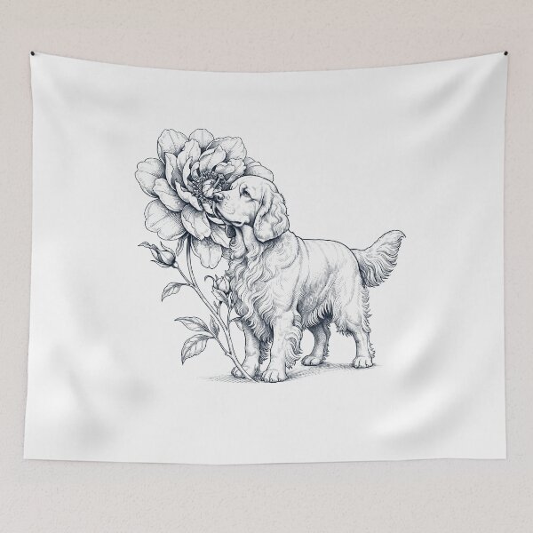Item preview, Amante de los perros con olor a flores y del Clumber Spaniel designed and sold by dian-rody-crest.