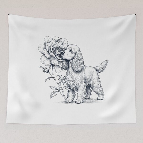 Item preview, Amante de los perros con olor a cocker spaniel y flores designed and sold by dian-rody-crest.